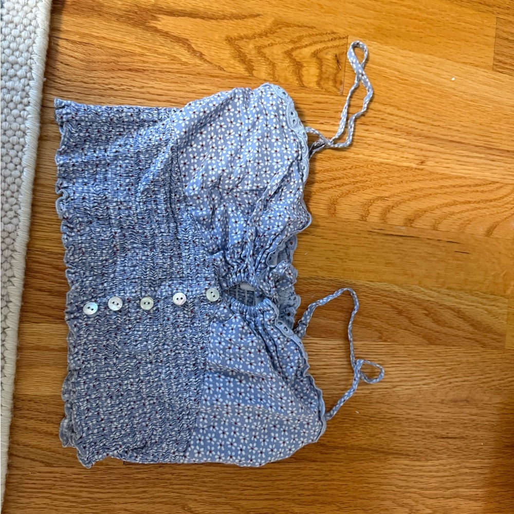 Princess Polly Light Blue Smocked Crop Top